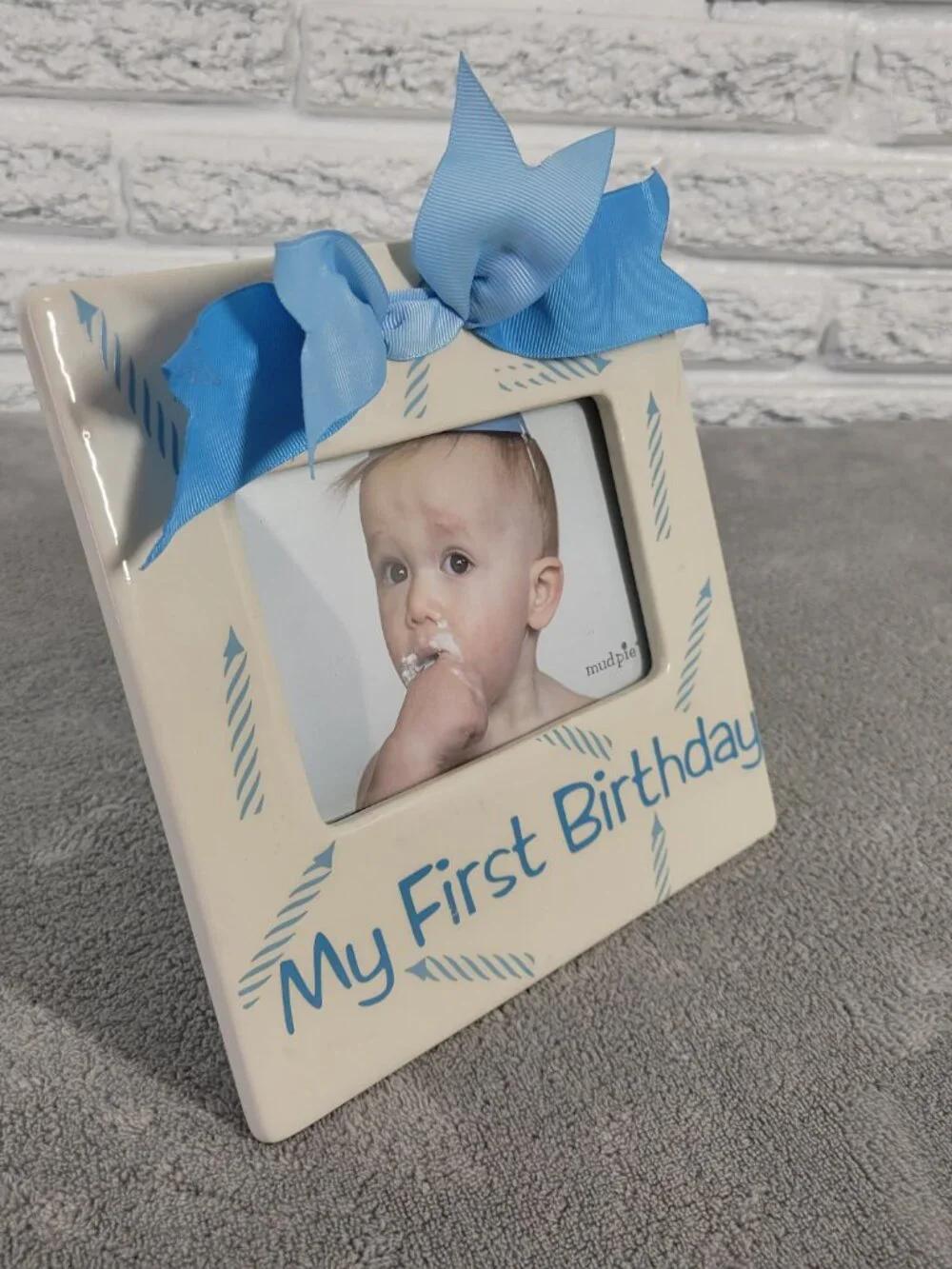 Mud Pie My First Birthday Frame Ceramic Picture Frame 3.5 in. x 5 in. S5E